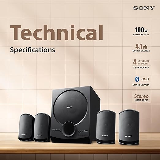 Sony SA-D40M2 4.1 Home Audio System with Surround Sound & Wireless Bluetooth Streaming