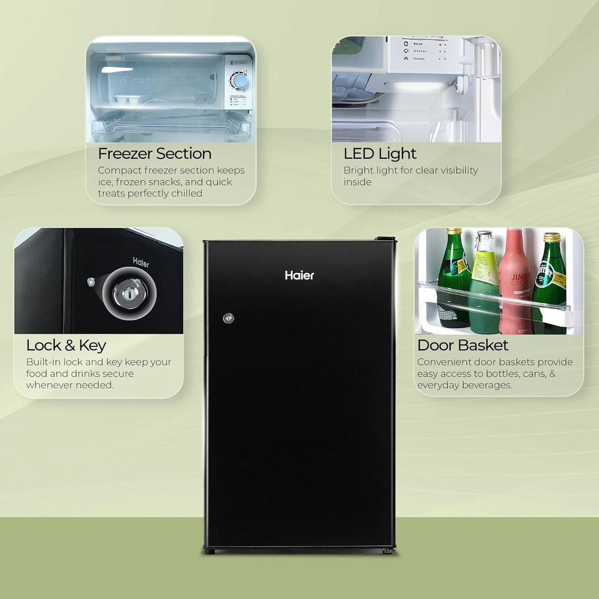 Haier HRD-1252KSA Single Door 100L Refrigerator with Lock & Key and Chiller Freezer Compartment