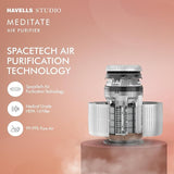 Havells Studio Meditate AP 250 Air purifier with SpaceTech Air Purification Technology | Remote Control with TiO2 module & Integrated H14 HEPA filter (Silver Satin)