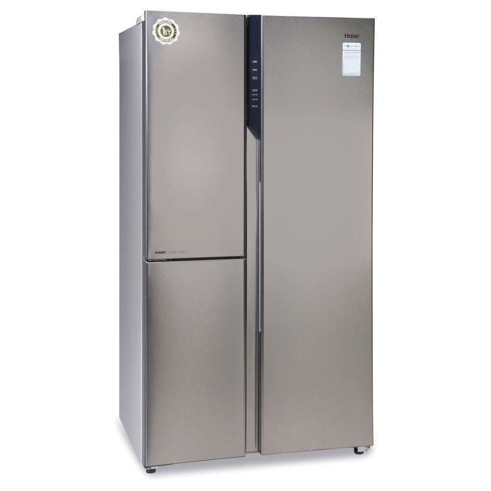 Fridge - Haier 598L, a triple-door marvel in Inox Steel.