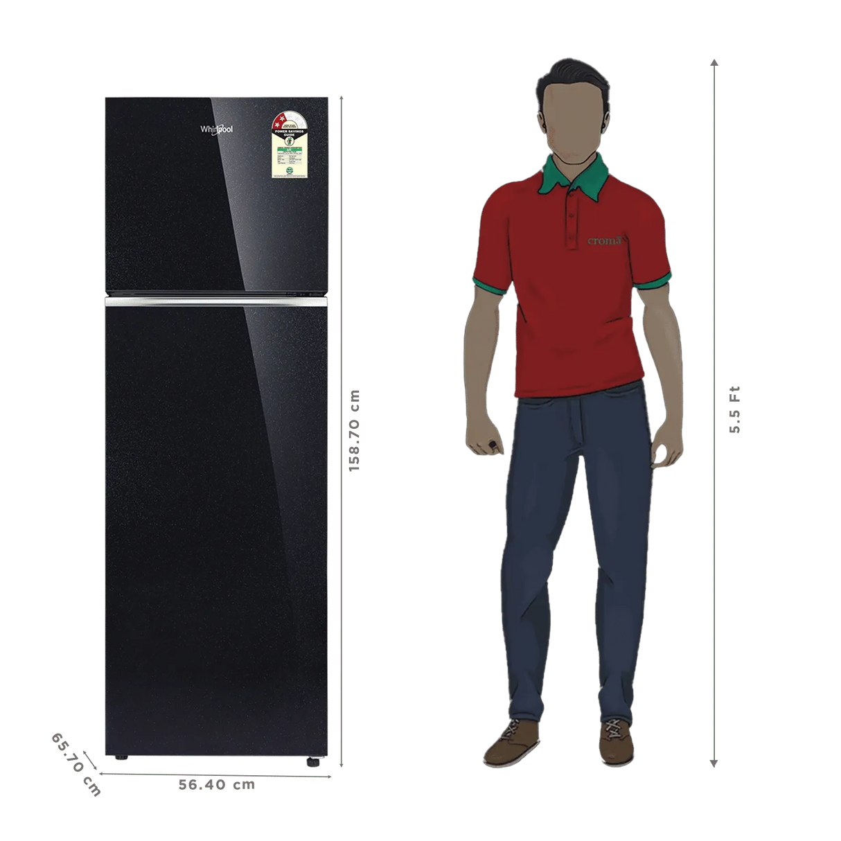 Whirlpool NeoFresh 235 L Frost Free Double Door Refrigerator 2 Star with 6th Sense Tech (22328, Black)