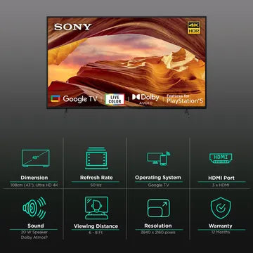 SONY LED KD-43X75L 4K Ultra HD Smart LED Google TV (Black) (43X75L)