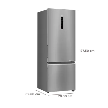 Haier 445 Litres 2 Star Frost Free Double Door Bottom Mount Convertible Refrigerator with Triple Inverter Technology HRB-4952BIS-P, Inox Steel