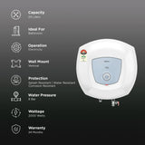HAVELLS Greta Prime 25 Litre 5 Star Vertical Storage Geyser with Whirlflow Technology (White & Blue)