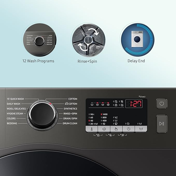 Samsung 9kg Front Load Washer (Hygiene Steam, Inox) (WW90T4040CX1 ...