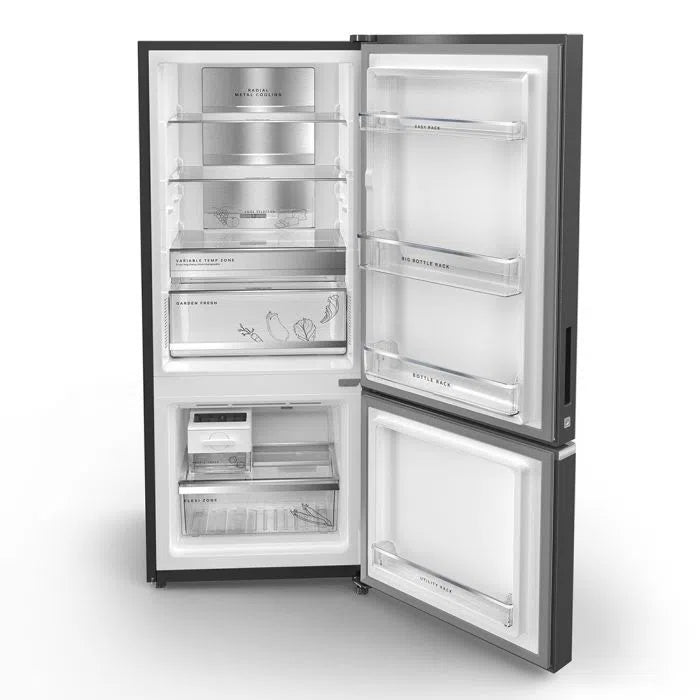 Whirlpool 285L 2 Star Double Door Bottom Mount Refrigerator, Steel Onyx (W.POOL REF 21806)