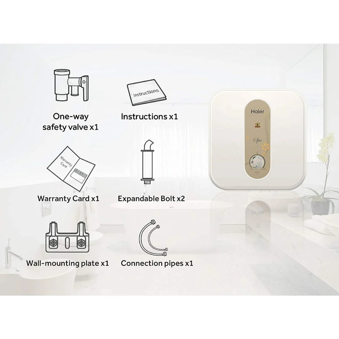 Haier ES15V-S1I 15L Storage Water Heater | Incoloy 800SS, 5 Star, 8 Bar, Shock Proof, Ivory