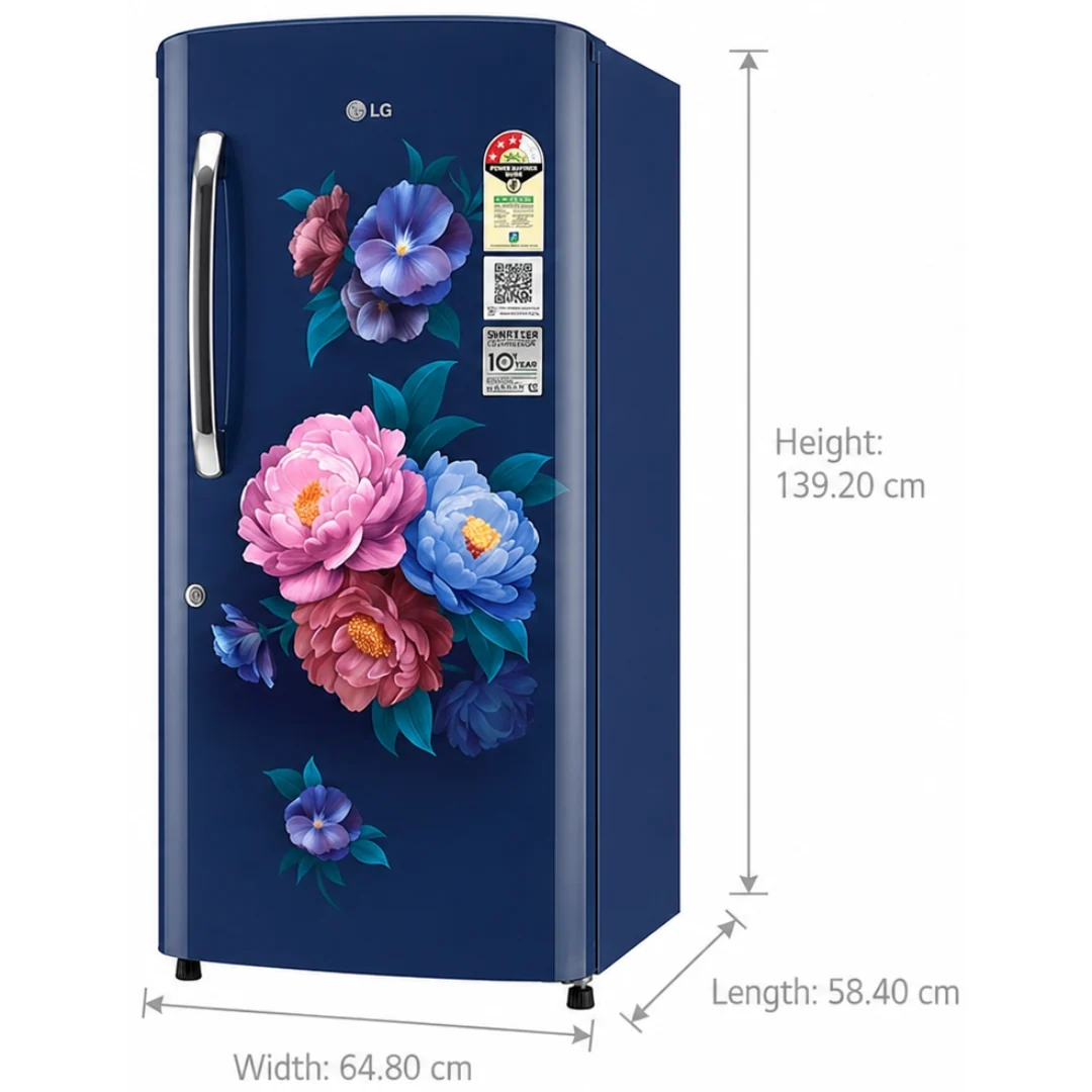 LG 224L Double Door Refrigerator | GL-D2336YARS | Smart Inverter Compressor, Red Silver Finish