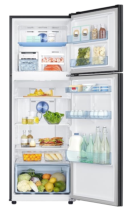 Samsung 322L 2 Star Inverter Frost-Free Convertible 5 in 1 Double Door Refrigerator Appliance (RT37C4522B1/HL, Black Doi)