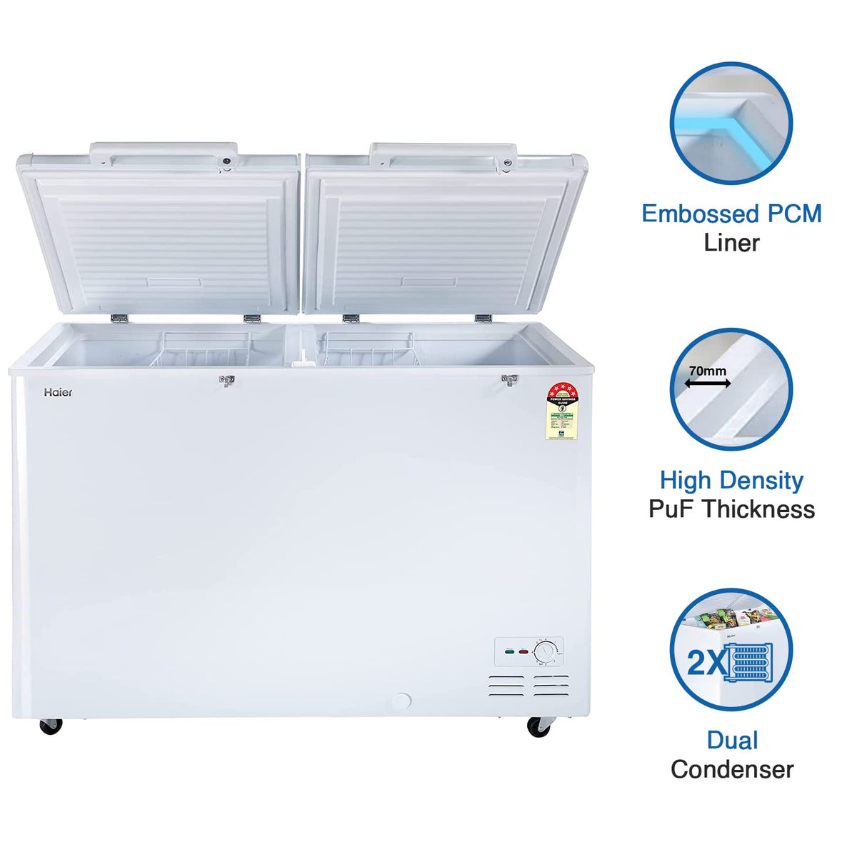 Double Door Freezer - Haier HFC-400DM5, energy-efficient and spacious.