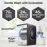 Samsung 12 kg, 5 Star, AI Ecobubble, Super Speed, Wi-Fi, Hygiene Steam with Inbuilt Heater, Digital Inverter, Fully-Automatic Front Load Washing Machine (WW12DB7B24GBTL, Black)