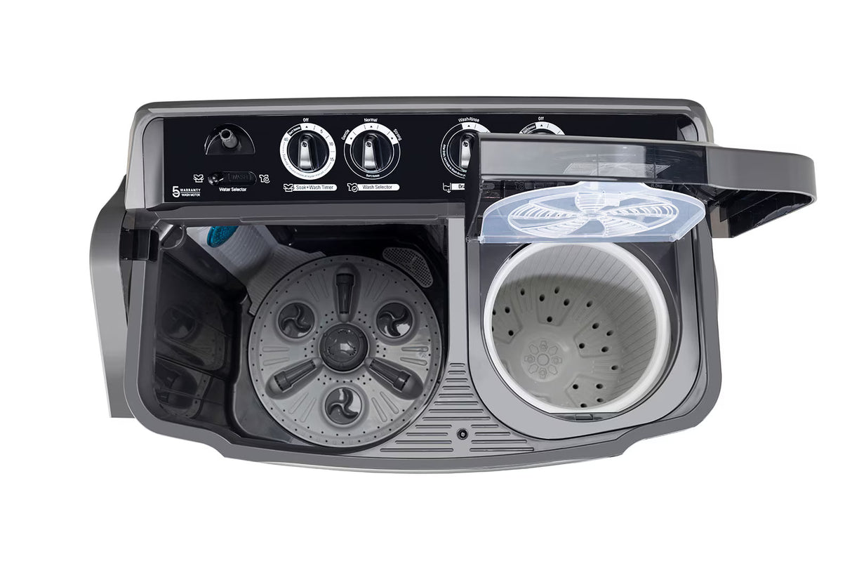 LG 9.5Kg, Semi Automatic Top Load Washing Machine, , Roller Jet Pulsator + Soak, Rat Away, Middle Black (P9555SKAZ)