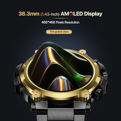 Fire-Boltt Dominian Smartwatch – 1.43″ AMOLED Display, Stainless Steel Design, Bluetooth Calling, 466×466 Resolution, IP67, Health & Sports Modes