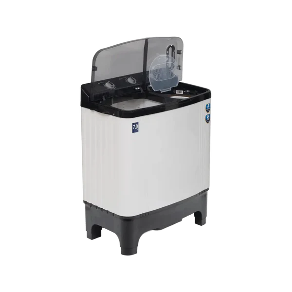 Midea 7 Kg Semi Automatic Twin Tub Washing Machine MWMSA070PDX(KW) with Plastic Lid (Black/White)