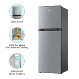 Midea 233 L 2 Star Frost Free Convertible, Real Inverter Double Door Refrigerator (MDRT359FGI50, Crystal Silver)