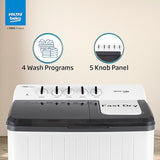 Voltas Beko 10 Kg 5 Star Semi-Automatic Top Load Washing Machine Grey, Special pulsator and Double waterfall Technology (WTT100UPA)