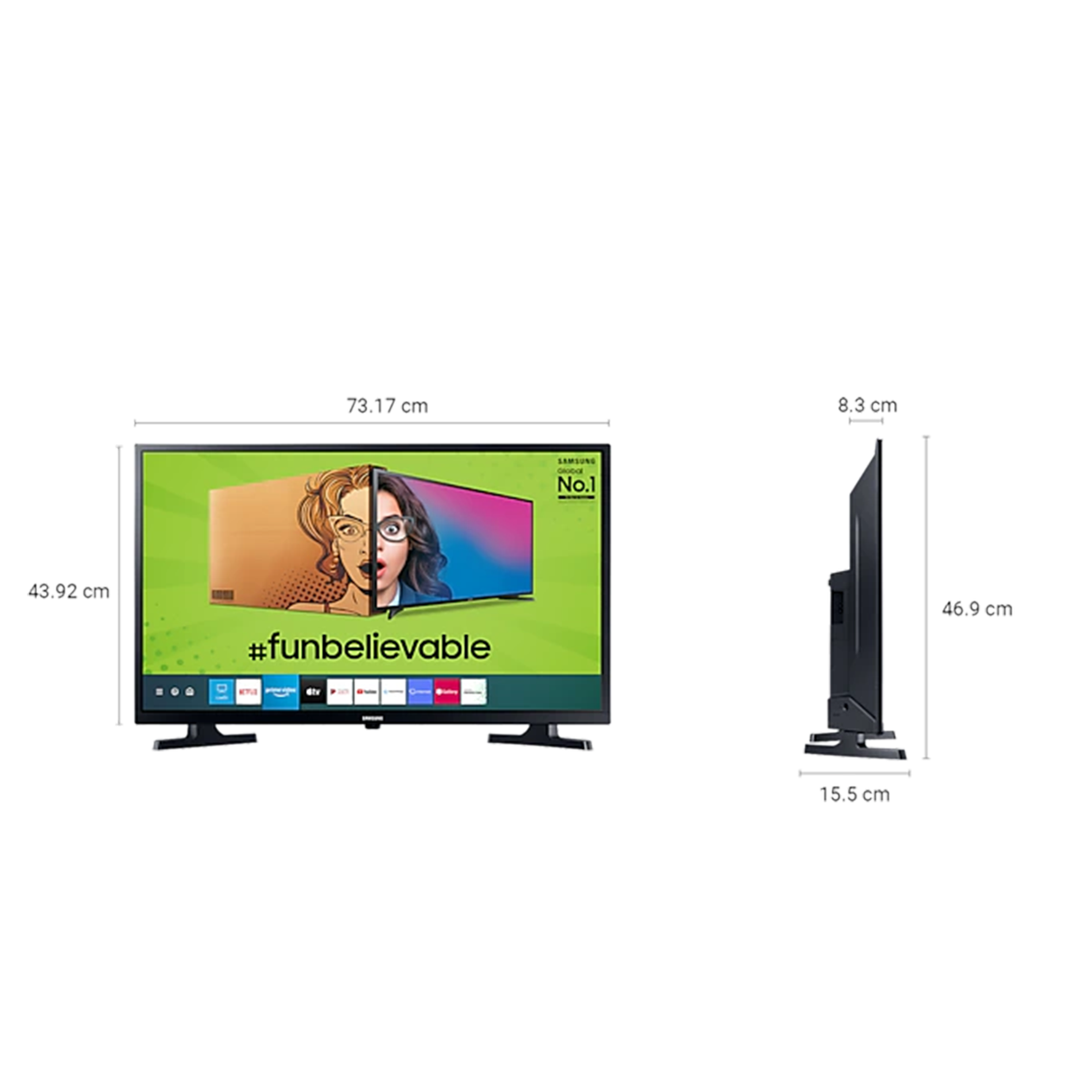 Samsung 32" HD Ready Android Smart TV - Glossy Black.