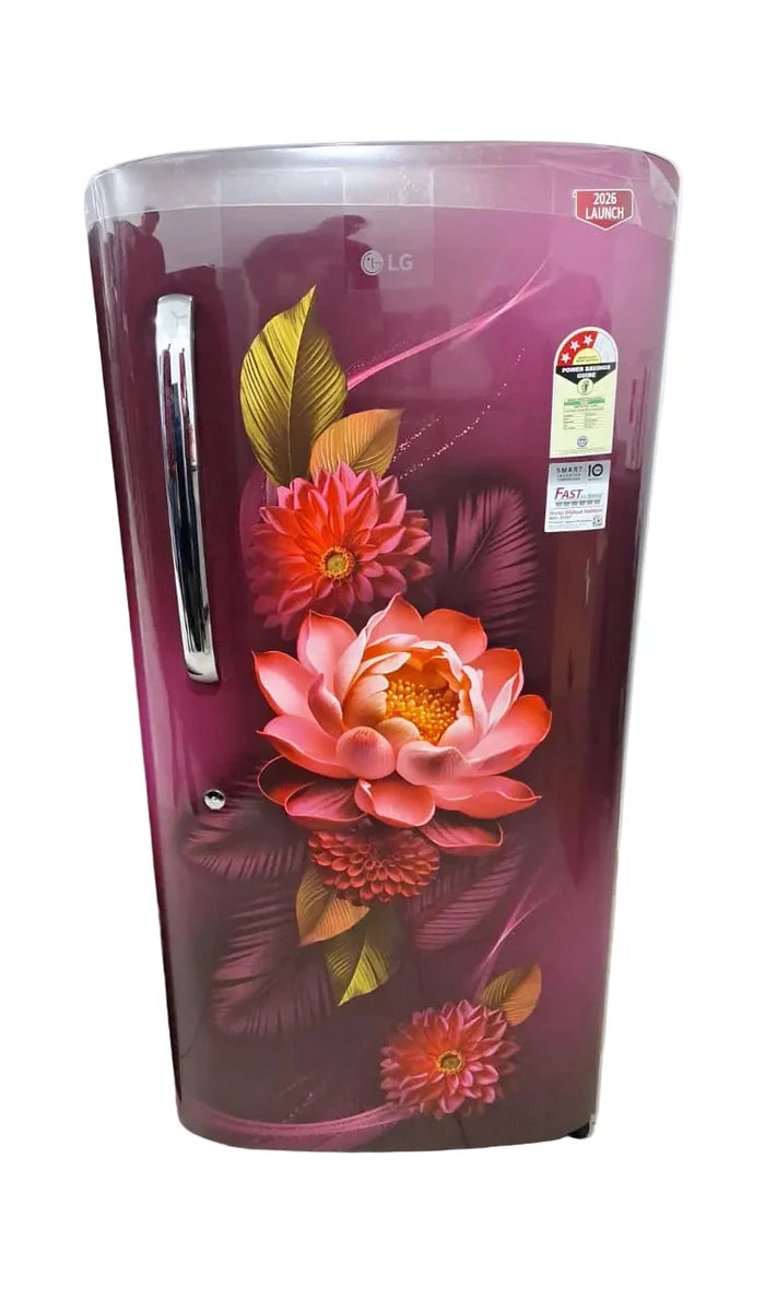 LG GLD1936YARW 185L 3-Star Direct Cool Single Door Refrigerator – Fast Ice Making, Toughened Glass Shelves, Red Waterlily (2026 Model)
