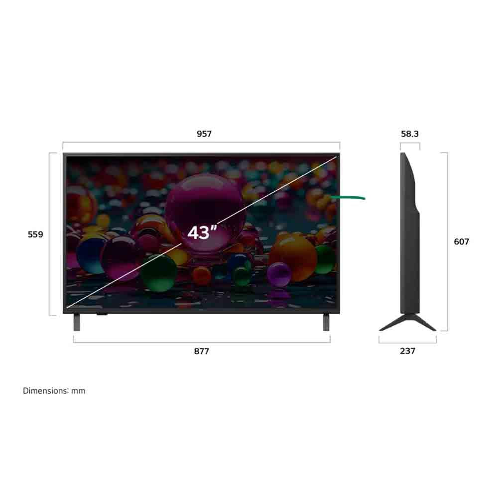LG 108 cm (43) UHD AI TV, α7 AI Processor 4K Gen8, HDR10 Pro, 43UA83006LA -2025