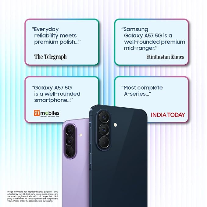 Samsung Galaxy A57 5G (Awesome Navy, 8GB RAM, 256GB Storage) – Agentic AI, Triple Camera, Nightography, IP68, 2-Day Battery Life