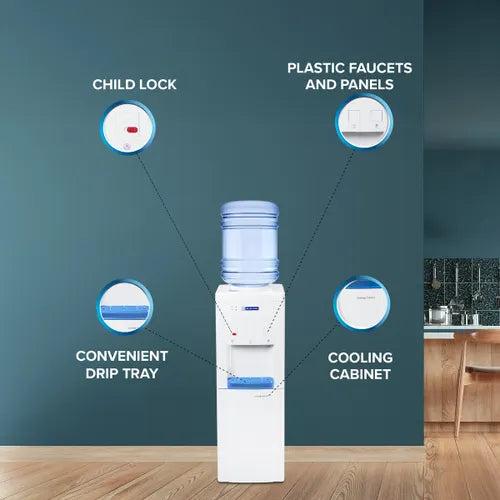 Blue Star Water Dispenser 20 Litres | Hot, Cold & Normal | Cooling Cabinet 20L | Stainless Steel Tank | Drip Tray | BWD3FMRGA White