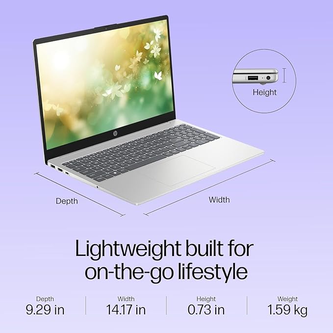 HP 15 (fd0582TU) | 13th Gen Intel i3-1315U | 8GB DDR4 | 512GB SSD | 15.6" FHD Anti-Glare Micro-Edge | Win 11 | Microsoft 365 + Office 2024 | FHD Camera | Backlit | 1.59kg