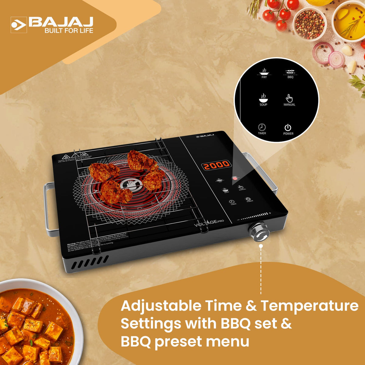 Bajaj IRX 220F infrared cooktop BBQ grill set