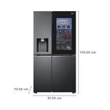 Refrigerator Excellence: LG 635L Side-by-Side Fridge, InstaView, Matte Black