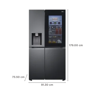 Refrigerator Excellence: LG 635L Side-by-Side Fridge, InstaView, Matte Black