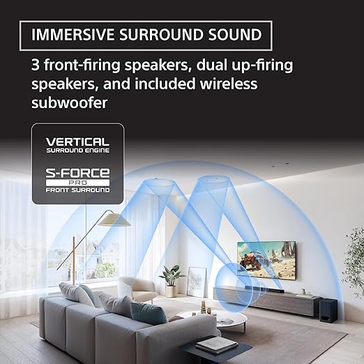 Sony Bravia Theatre Bar 6(HT-B600) 5.1(3.1.2) Channel Dolby Atmos/DTS:X Soundbar with Powerful Wireless subwoofer,2-Upfiring Speaker,Voice Zoom3,BCA App, Bluetooth,HDMI eARC,Remote Control