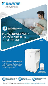 Daikin MC55XVM6 Air Purifier, Lifetime Supply of HEPA Filter, Lifetime Odour Filter, Dual Technology Flash Streamer & Active Plasma, 440 Sq. Feet coverage, Healthy air all year.