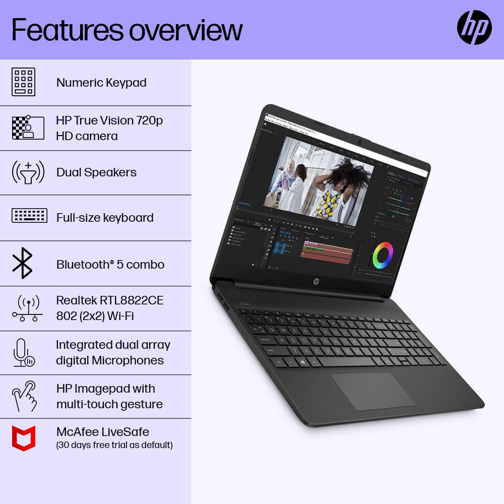 Best Laptop: HP 15s - Celeron N4500, 8GB RAM, 512GB SSD, Win 11, 15.6", Jet Black