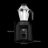 Havells Hexo Plus1100 Watt 3 Jar Mixer Grinder I 2.5 Kg Double Ball Bearing Copper Motor I 22000 RPM I 100 Minute Run Time I Metal Teeth Coupler and Jar Base I Black