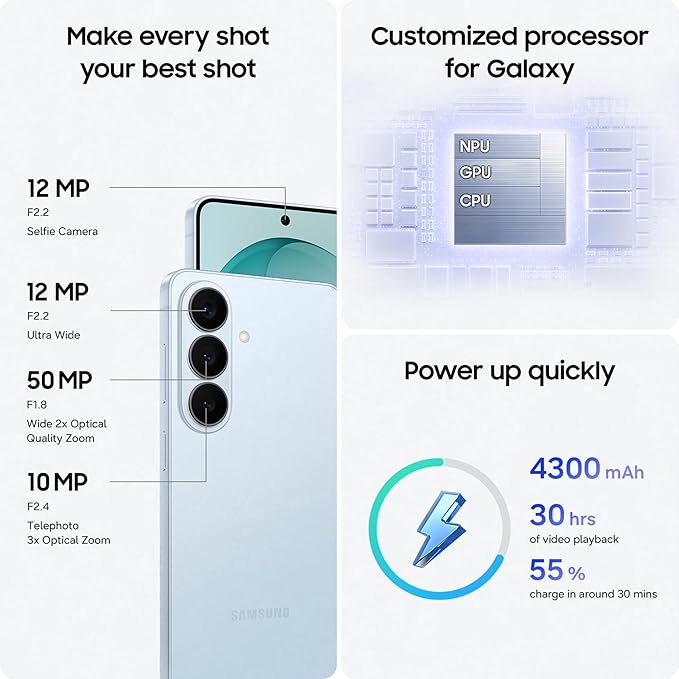 Samsung Galaxy S26 5G Smartphone (12GB RAM, 256GB Storage, Cobalt Violet) | AI Phone | 50MP Camera | Fast Performance