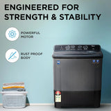 Midea 8 Kg 5 Star Semi Automatic Top-Load Washing Machine Black Grey (MWMSA085GPG )(KG), Rat Away Feature, Air Jet Dry IPX4 Protection)