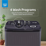Voltas Beko 9 Kg 5-Star Semi-Automatic Twin Tub Top Load Washing Machine | Special Pulsator Wash (WTT90UDX, Black)