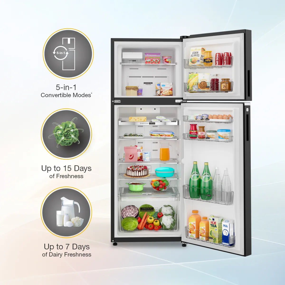 Whirlpool Intellifresh Pro 327L Convertible Refrigerator 2 Star Frost Free Double Door Smart Inverter Gravity Black Fridge