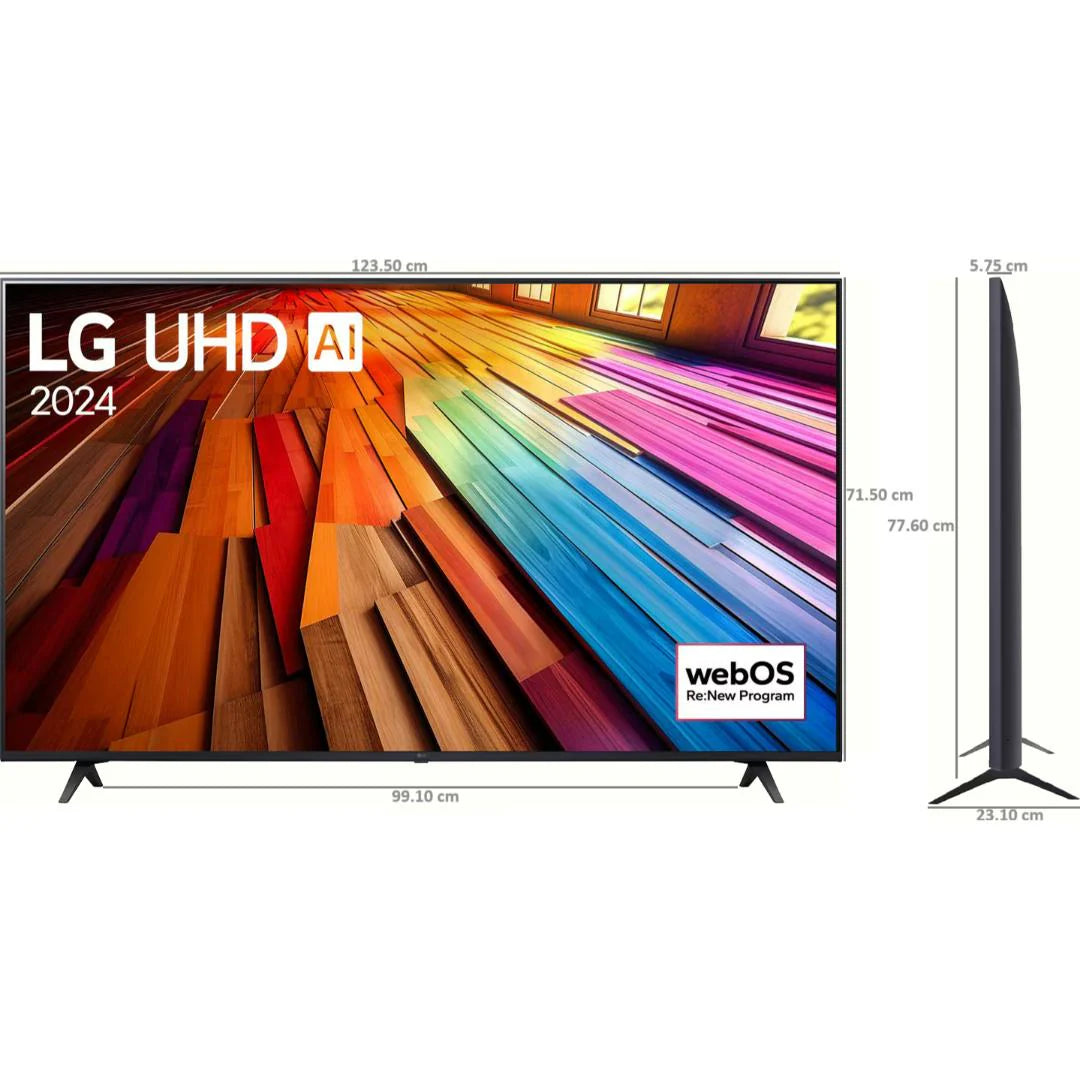 LG 55 inches 4K Ultra HD ThinQ AI 4K Upscaling α5 AI Processor 4K Gen7 WebOS with Filmmaker Mode Smart LED TV (2024 Edition, Black)( 55UT80406LA)