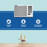 Blue Star 1.5 Ton 3 Star Inverter Window AC WIA318GXU | Copper Condenser | 2-Way Swing | Multi Sensors | Self Diagnosis | Blue Fins | White
