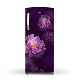  refrigerator with purple floral design on a white background