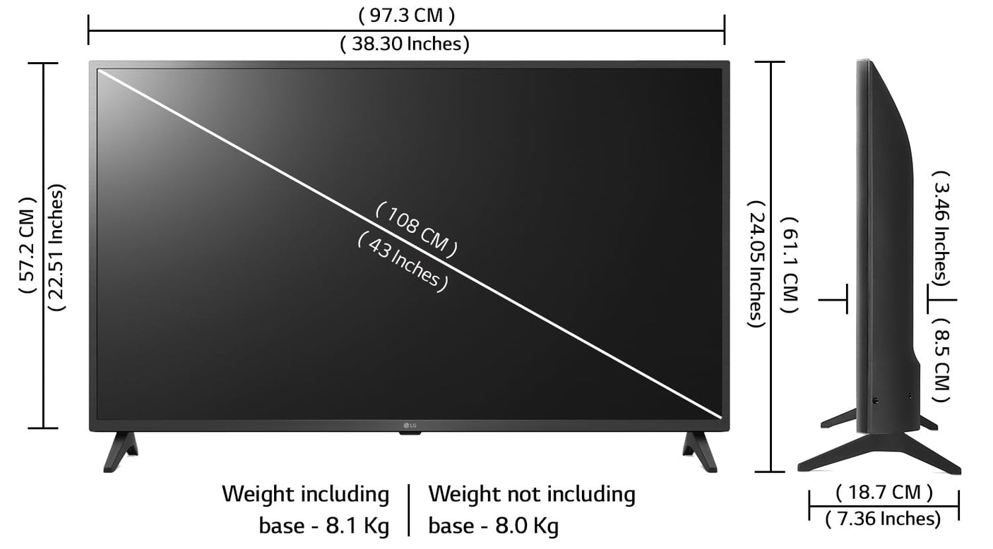 LG 108 cm (43 inch) 4K Ultra HD LED WebOS TV with Gen5 AI Processor 4K (43UQ7500PSF)