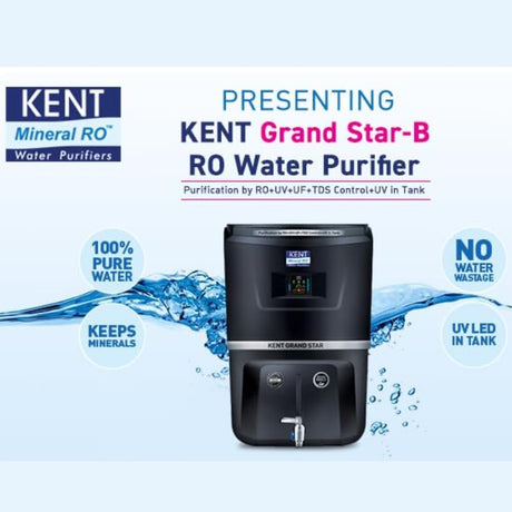 KENT Grand Star-B RO+UV+UF+TDS Control+UV In-tank, and Zero Water Wastage Technology black
