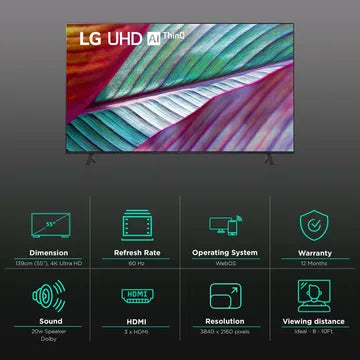 LG UHD TV UR75 4K Smart TV, WebOS, ThinQ AI, 4K Upscaling LED 55UR7550PSC