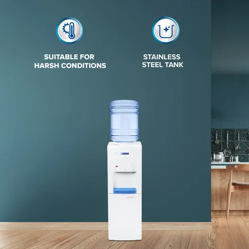 Blue Star Water Dispenser 20 Litres | Hot, Cold & Normal | Cooling Cabinet 20L | Stainless Steel Tank | Drip Tray | BWD3FMRGA White