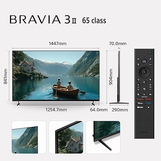 Sony 164 cm (65 Inch) BRAVIA 3 II 4K Ultra HD Smart Google TV K-65XR35M2 | HDR | Dolby Audio | Google Assistant | Chromecast Built-in | Motion Clarity | Wi-Fi | Voice Control