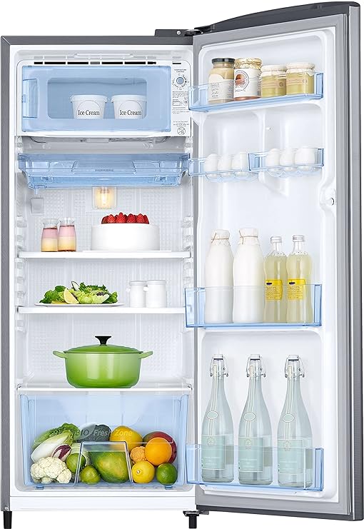 Samsung 183 L, 2 Star, Digital Inverter, Direct-Cool Single Door Refrigerator (RR20C2712S8/NL, Silver, Elegant Inox)