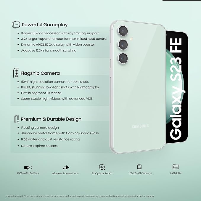 Samsung Galaxy S23 FE 5G (Graphite, 8GB, 128GB Storage