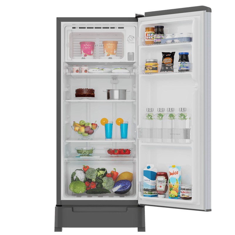 Icemagic Powercool 184L 2-Star Single Door Refrigerator with Base Drawer – Imperial Steel-Y (Model: 73596)
