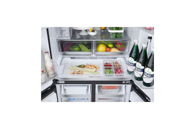 LG 605L French Door Refrigerator | GV-F25FFGHB | Water Dispenser, Auto Ice Maker, Wi-Fi Convertible, Black Mirror Glass, 2 Star