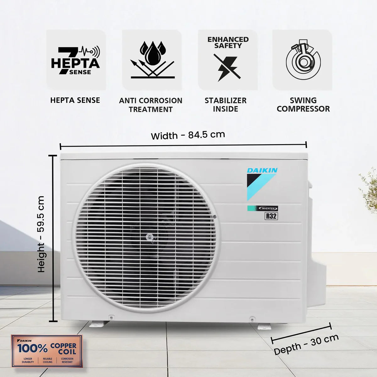 Daikin 1.5 Ton 3 Star Inverter Split AC – Copper Condenser, PM2.5 Filter | FTKL50XV16VAA